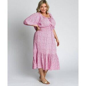 Dani Marie Maxi Dress 18 Balloon Sleeves Tiered Prairie Abstract Print Sundress